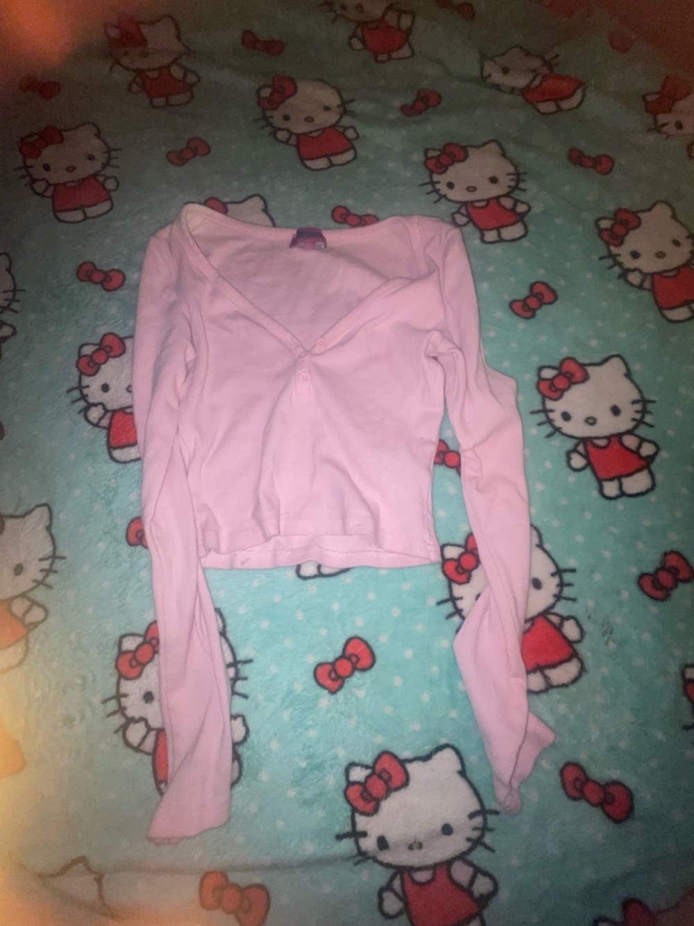 Etiquette Clothiers Light Pink Long Sleeve V-Neck Top
